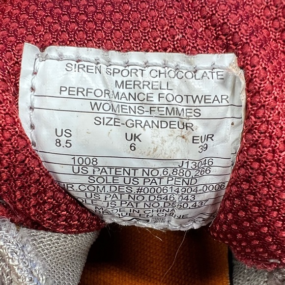 Merrell Woman’s Siren Sport Chocolate Performance Hiking Shoes Size 8.5 (SN) - Picture 6 of 6